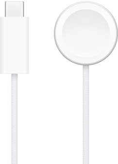 USB‑C laadija Apple Watchi magnetkiirlaadija kõrval