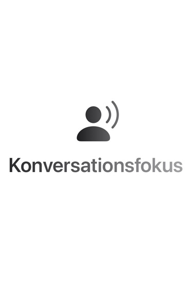Ljudvåg för omgivningsljud som färgglada bågar, upptill och nertill, inuti står det: Konversationsfokus