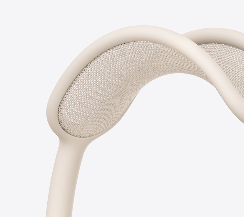 AirPods Max 2 headphones, starlight color, detail of mesh canopy