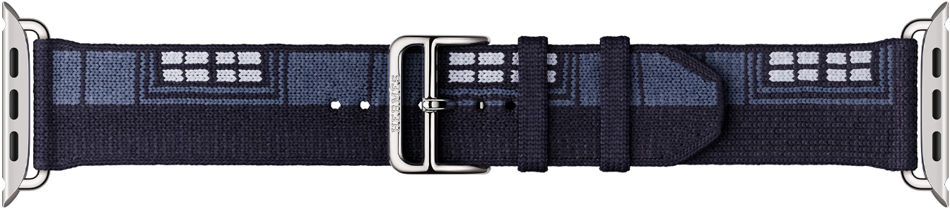 Apple Watch Hermès Faubourg Party band, bleu nuit color, silver hardware and buckle