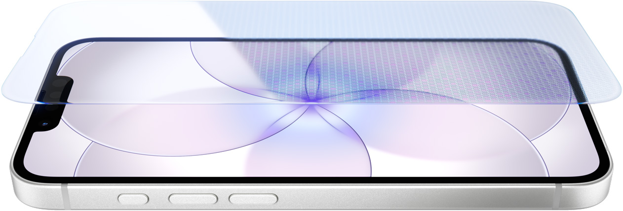 Un iPhone 17e bianco con Ceramic Shield 2 mostrato di fronte e di lato con tasto Azione e tasti del volume